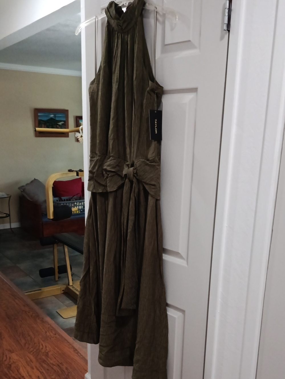Oliva Sleeveless Maxi Dress with Bow - Olive